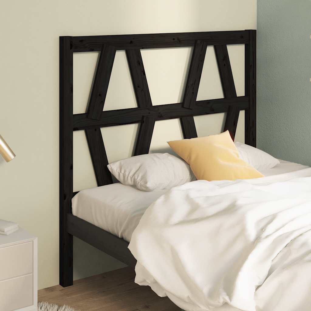 sengegærde 81x4x100 cm massivt fyrretræ sort
