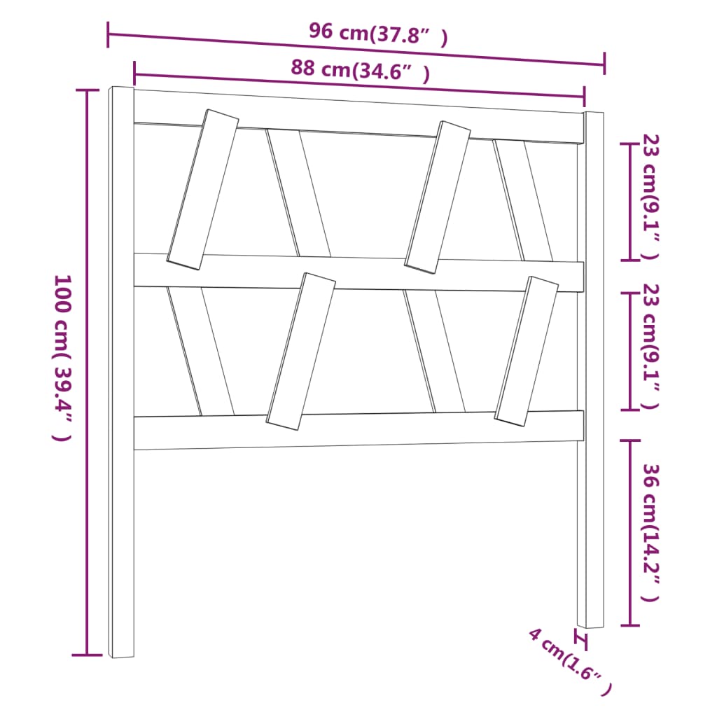 sengegærde 96x4x100 cm massivt fyrretræ grå