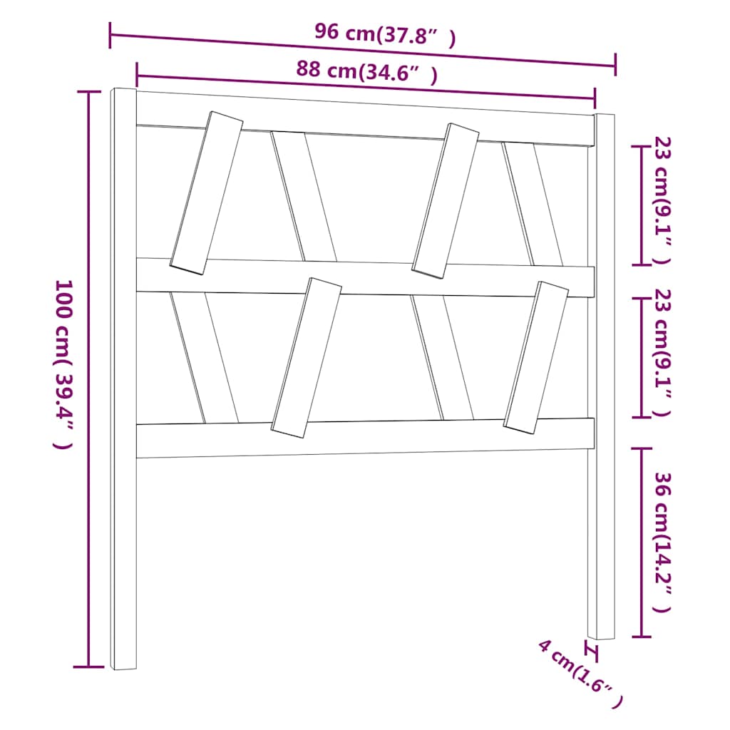sengegærde 96x4x100 cm massivt fyrretræ sort