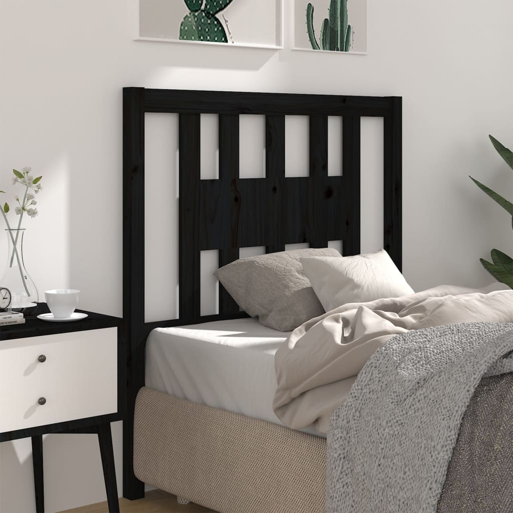 sengegærde 81x4x100 cm massivt fyrretræ sort