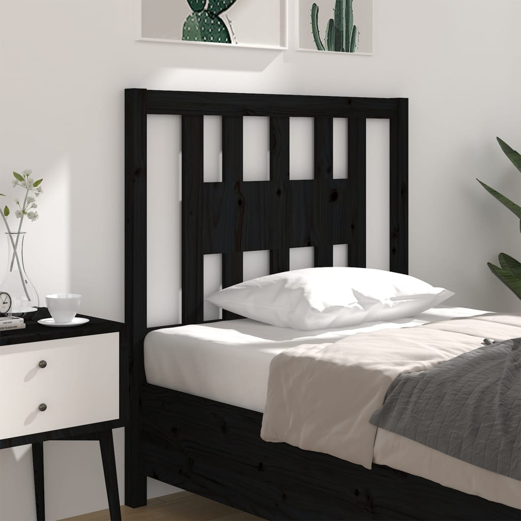 sengegærde 81x4x100 cm massivt fyrretræ sort