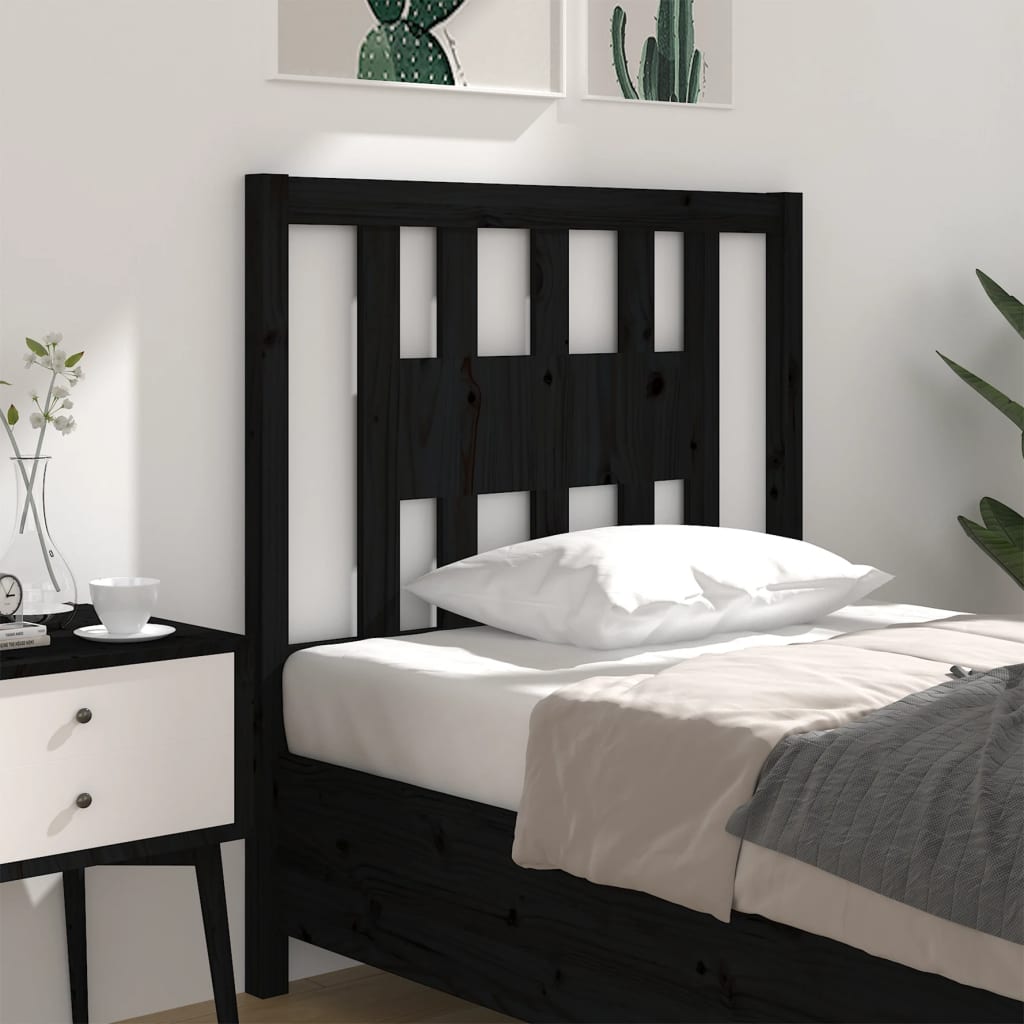 sengegærde 96x4x100 cm massivt fyrretræ sort