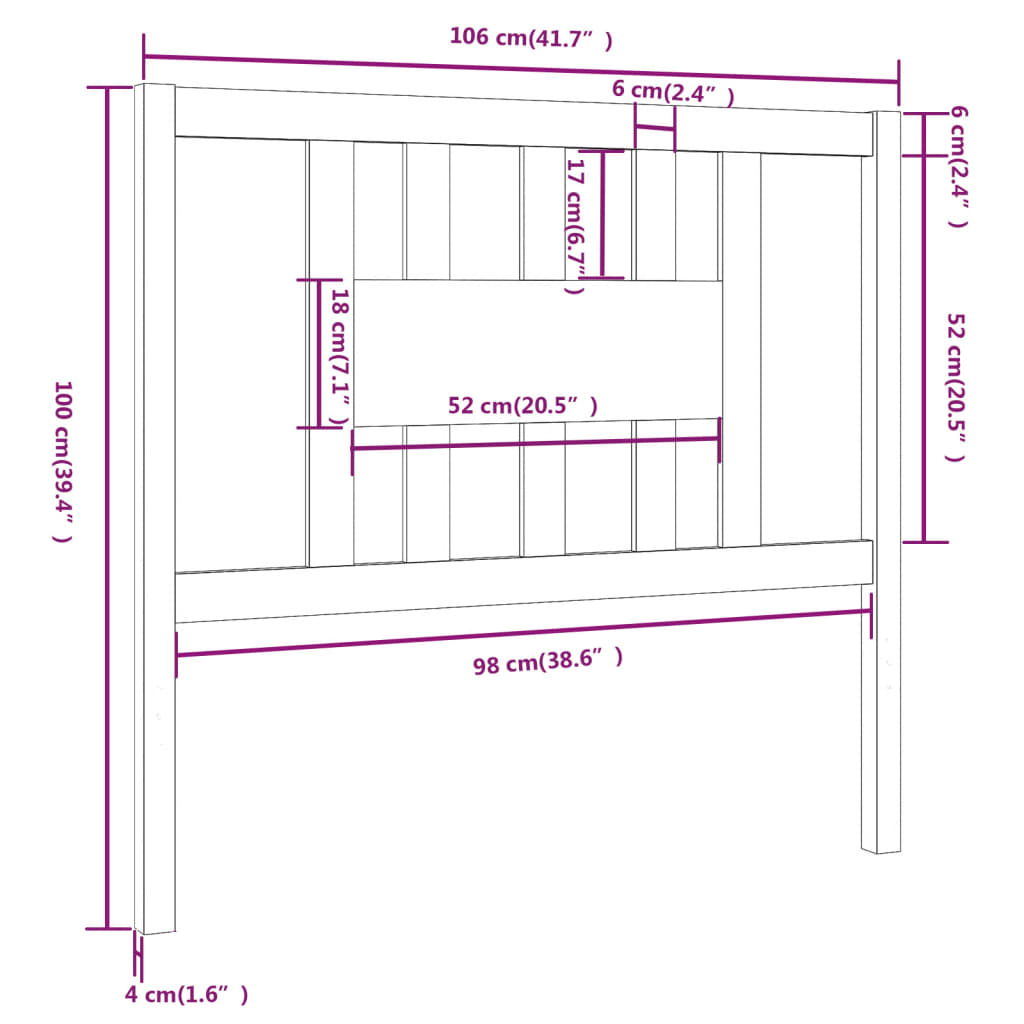 sengegærde 106x4x100 cm massivt fyrretræ grå