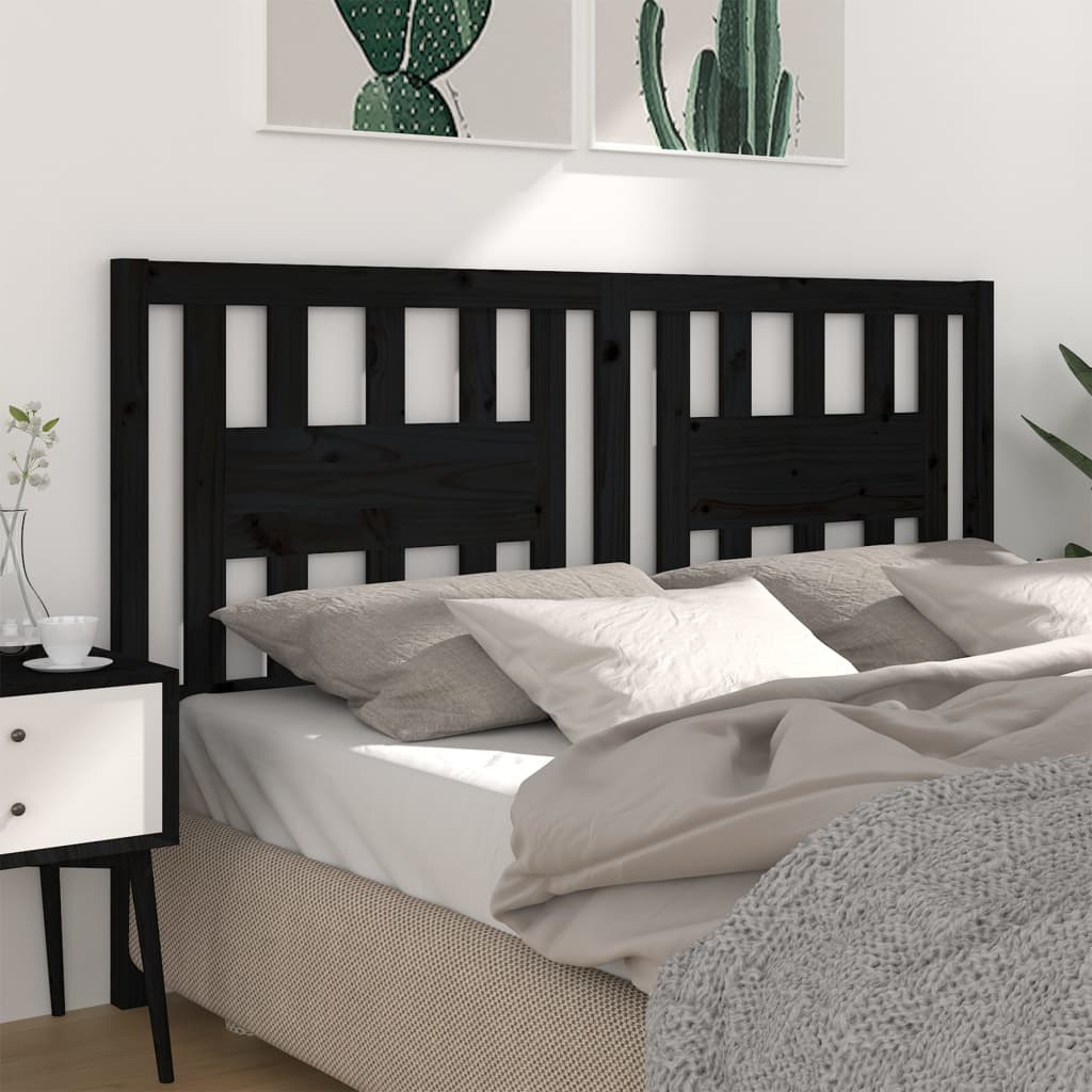 sengegærde 206x4x100 cm massivt fyrretræ sort