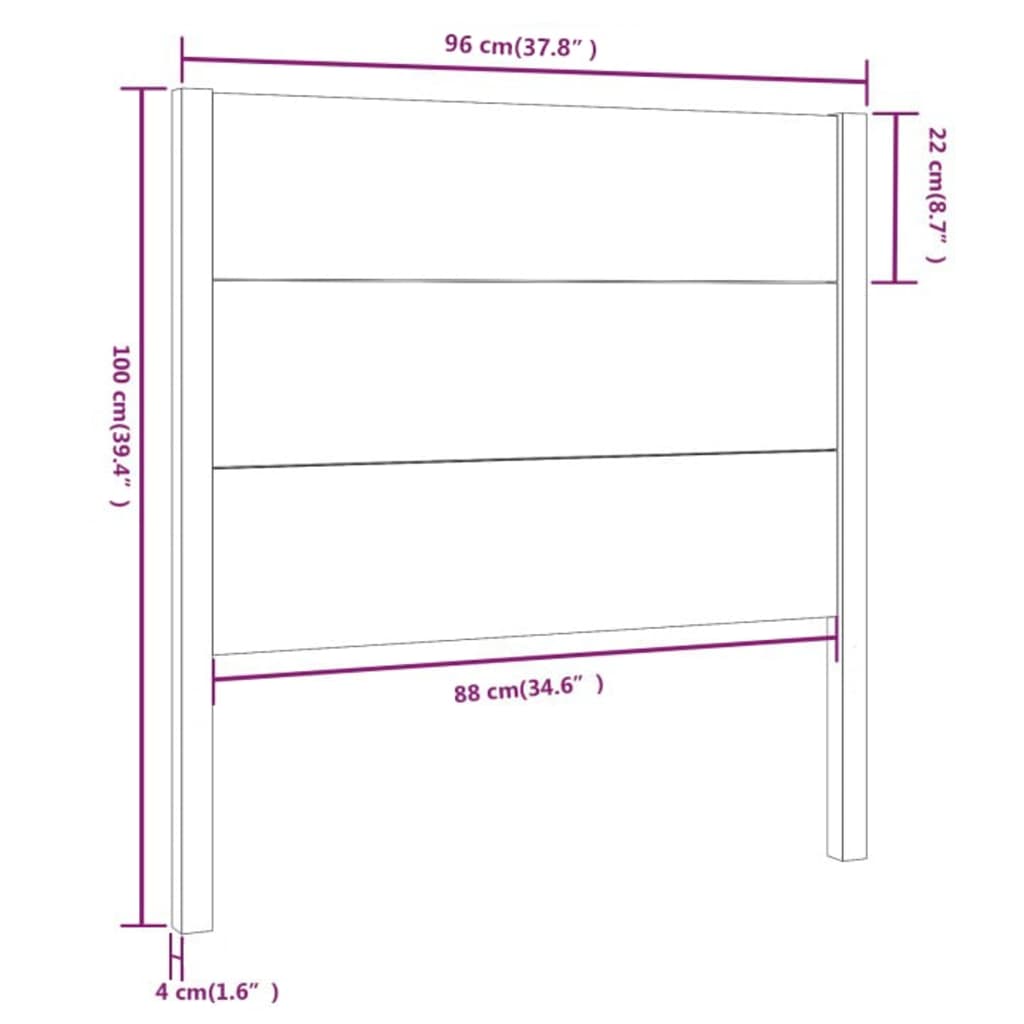 sengegærde 96x4x100 cm massivt fyrretræ sort