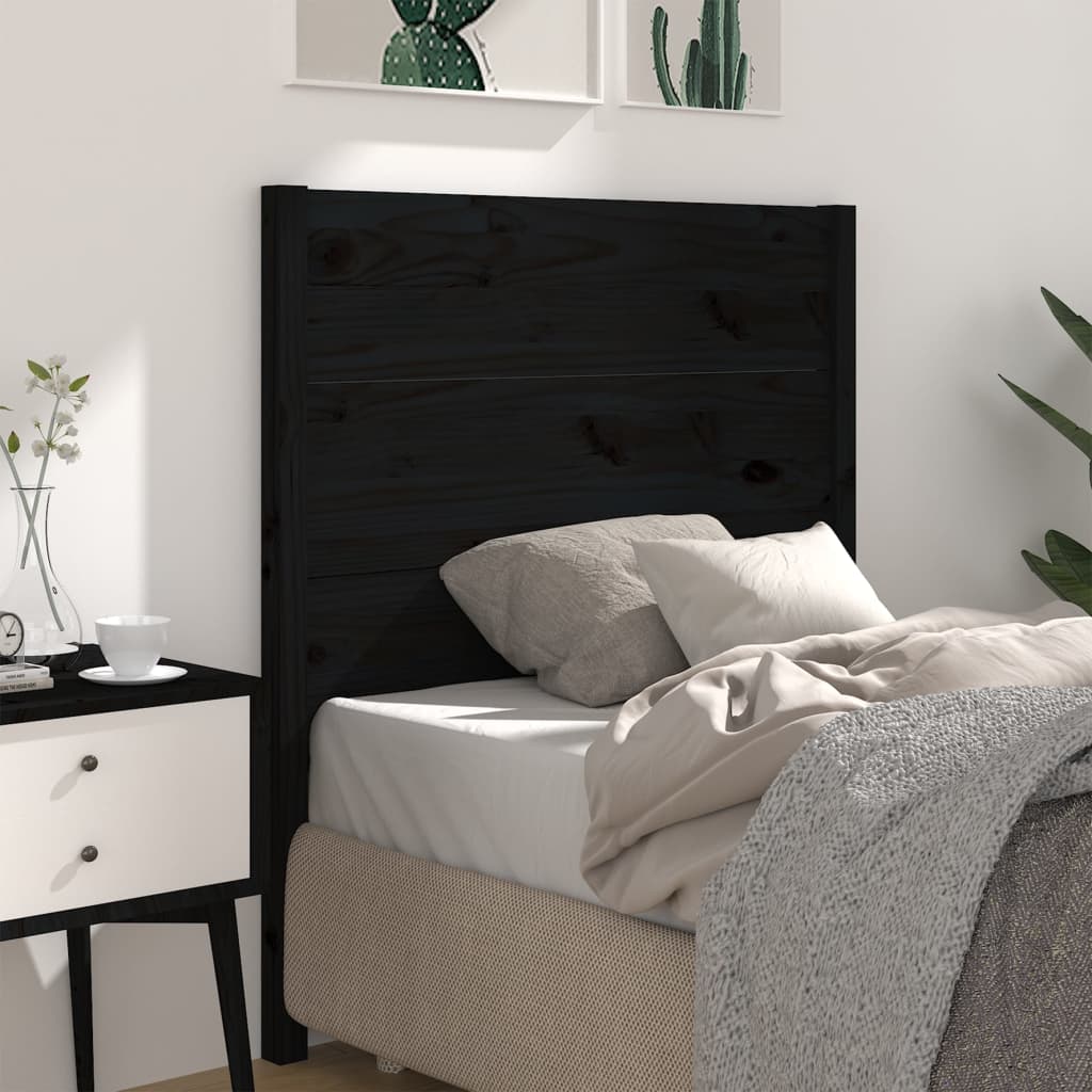 sengegærde 96x4x100 cm massivt fyrretræ sort