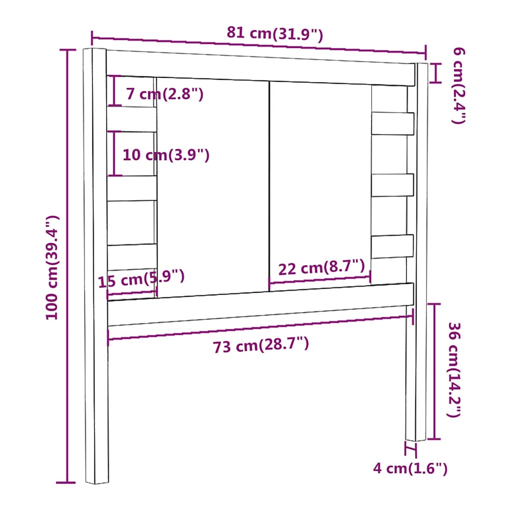 sengegærde 81x4x100 cm massivt fyrretræ grå