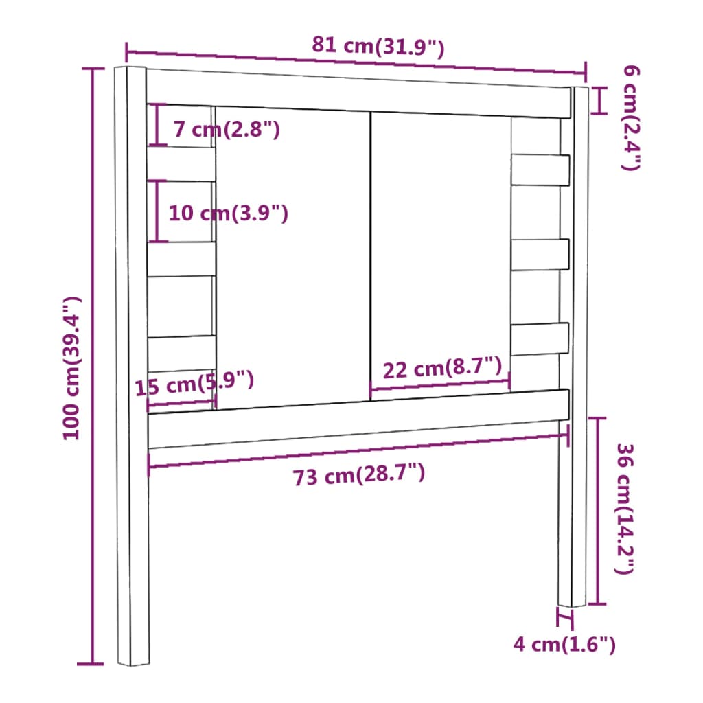 sengegærde 81x4x100 cm massivt fyrretræ gyldenbrun