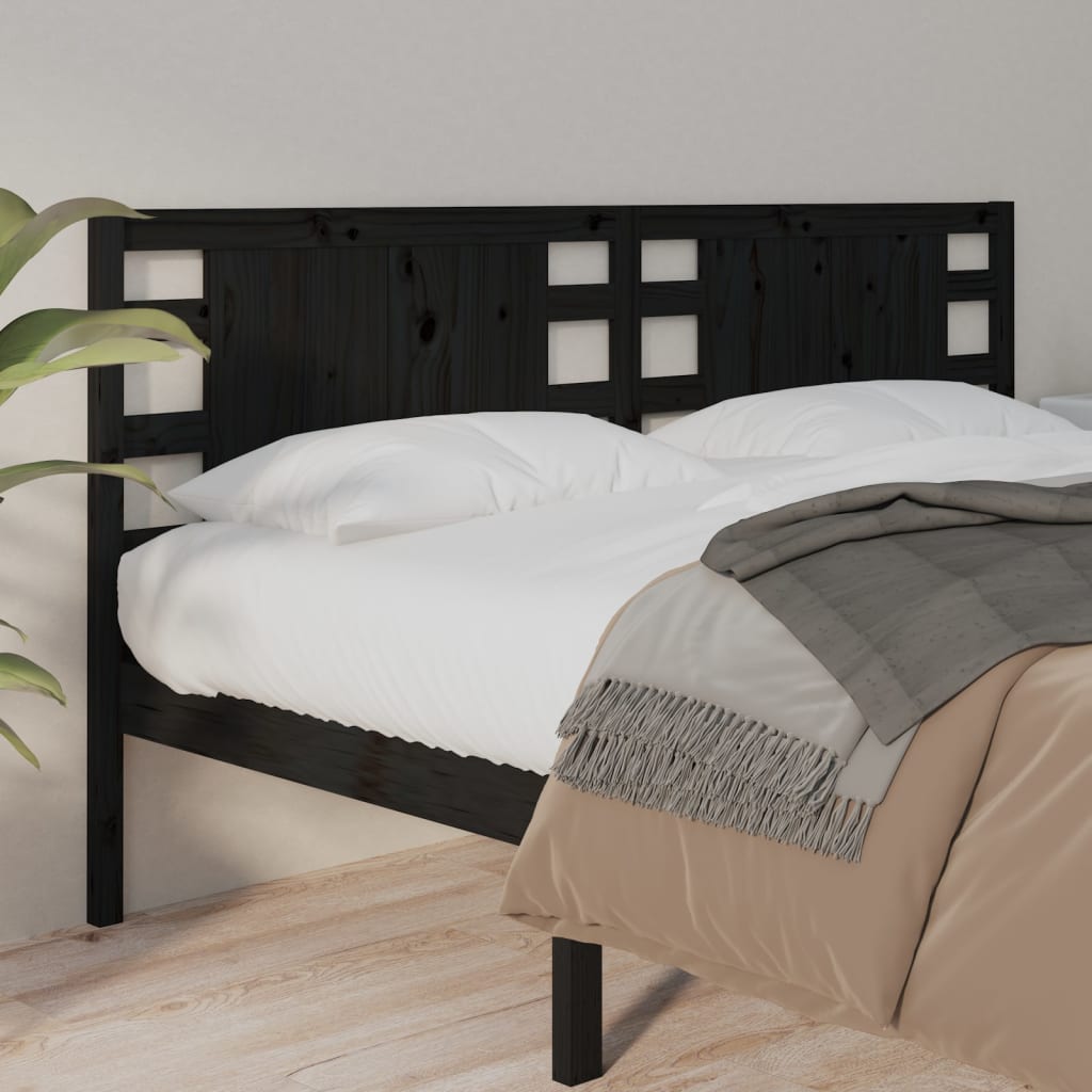 sengegærde 126x4x100 cm massivt fyrretræ sort
