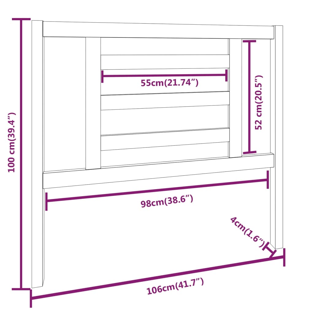 sengegærde 106x4x100 cm massivt fyrretræ grå