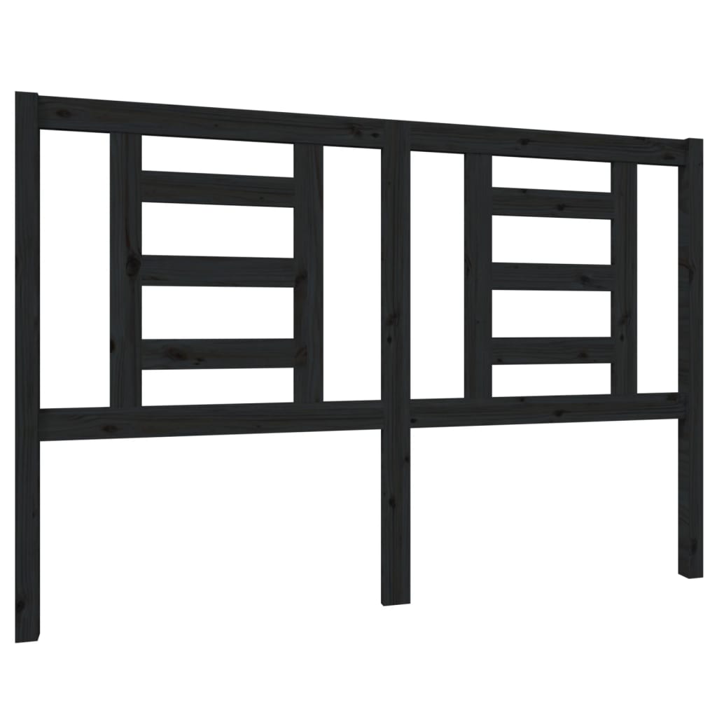 sengegærde 146x4x100 cm massivt fyrretræ sort