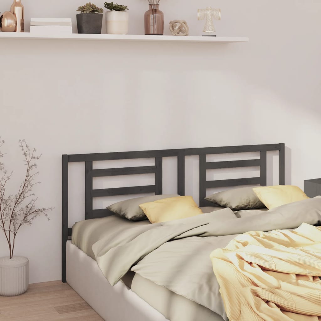 sengegærde 206x4x100 cm massivt fyrretræ grå