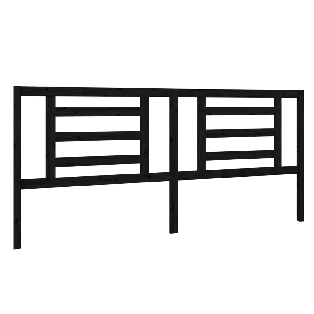 sengegærde 206x4x100 cm massivt fyrretræ sort