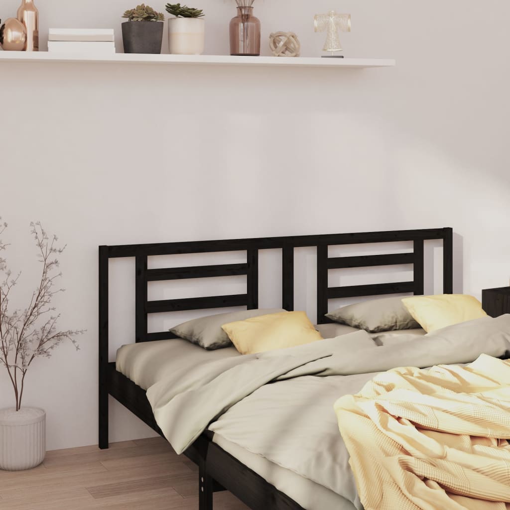 sengegærde 206x4x100 cm massivt fyrretræ sort