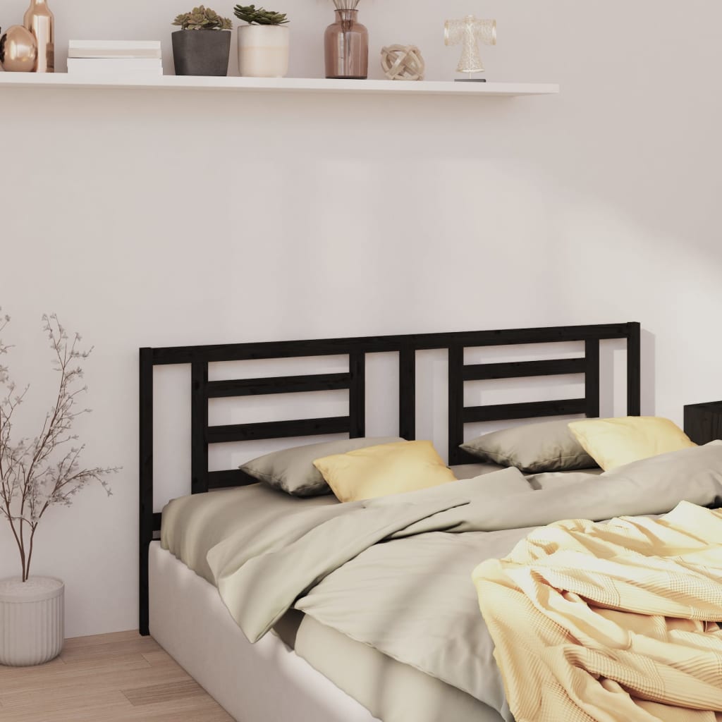 sengegærde 206x4x100 cm massivt fyrretræ sort