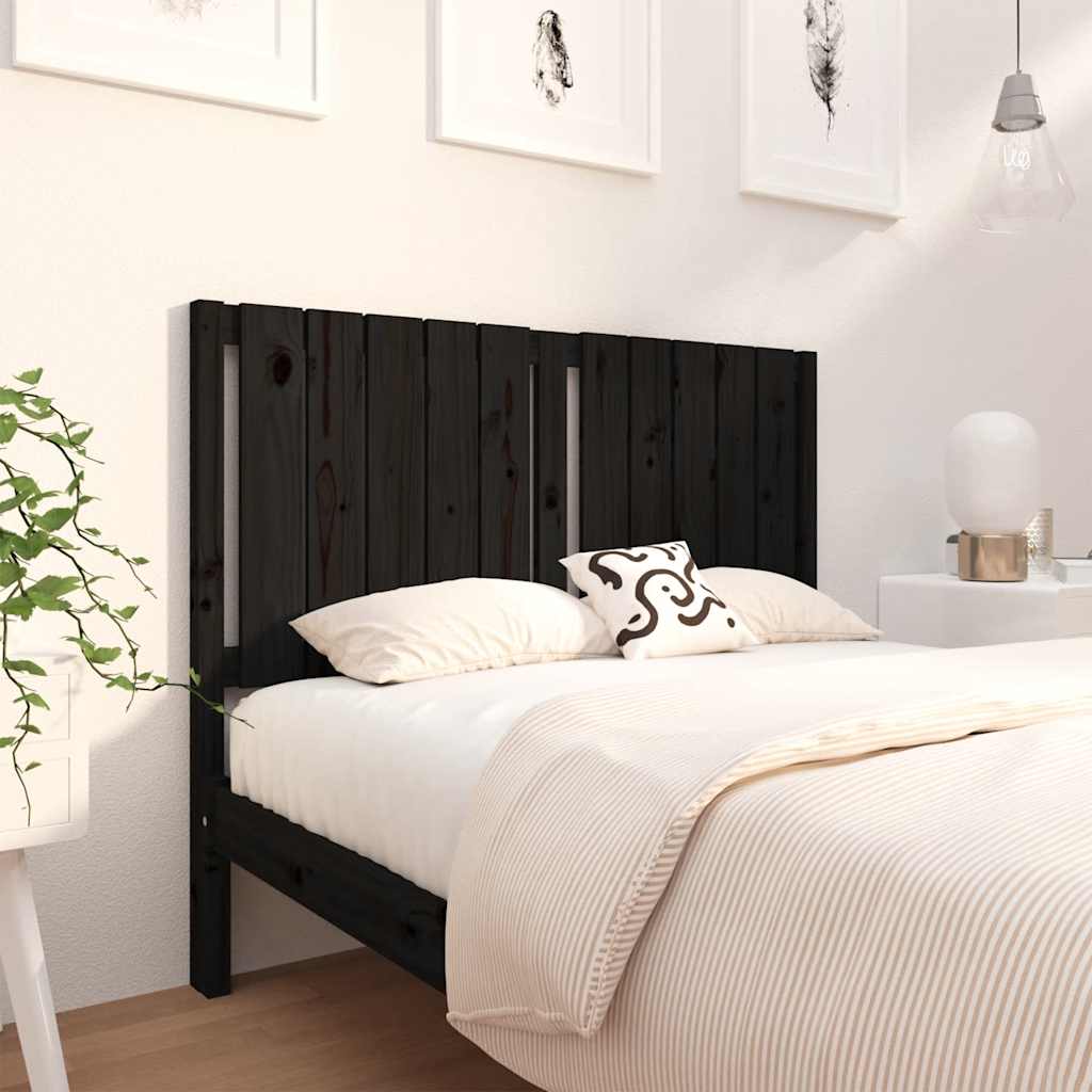 sengegærde 125,5x4x100 cm massivt fyrretræ sort