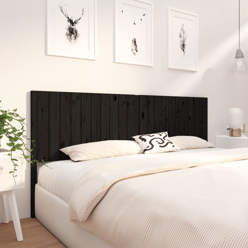 sengegærde 205,5x4x100 cm massivt fyrretræ sort