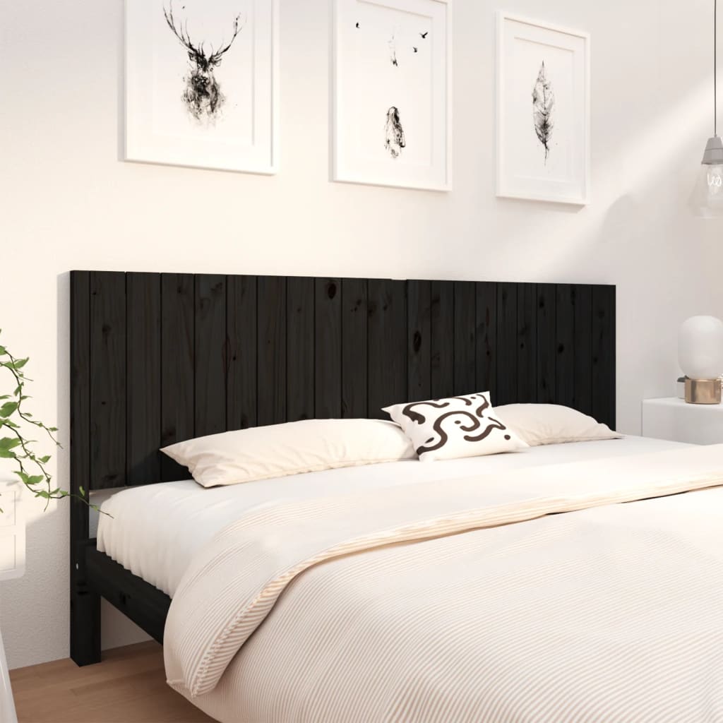 sengegærde 205,5x4x100 cm massivt fyrretræ sort