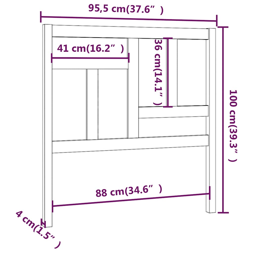 sengegærde 95,5x4x100 cm massivt fyrretræ sort
