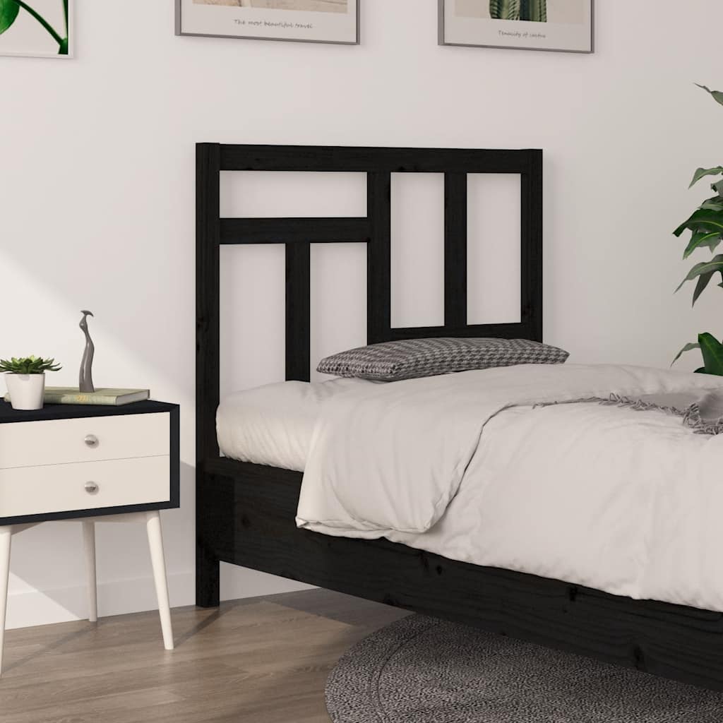 sengegærde 95,5x4x100 cm massivt fyrretræ sort