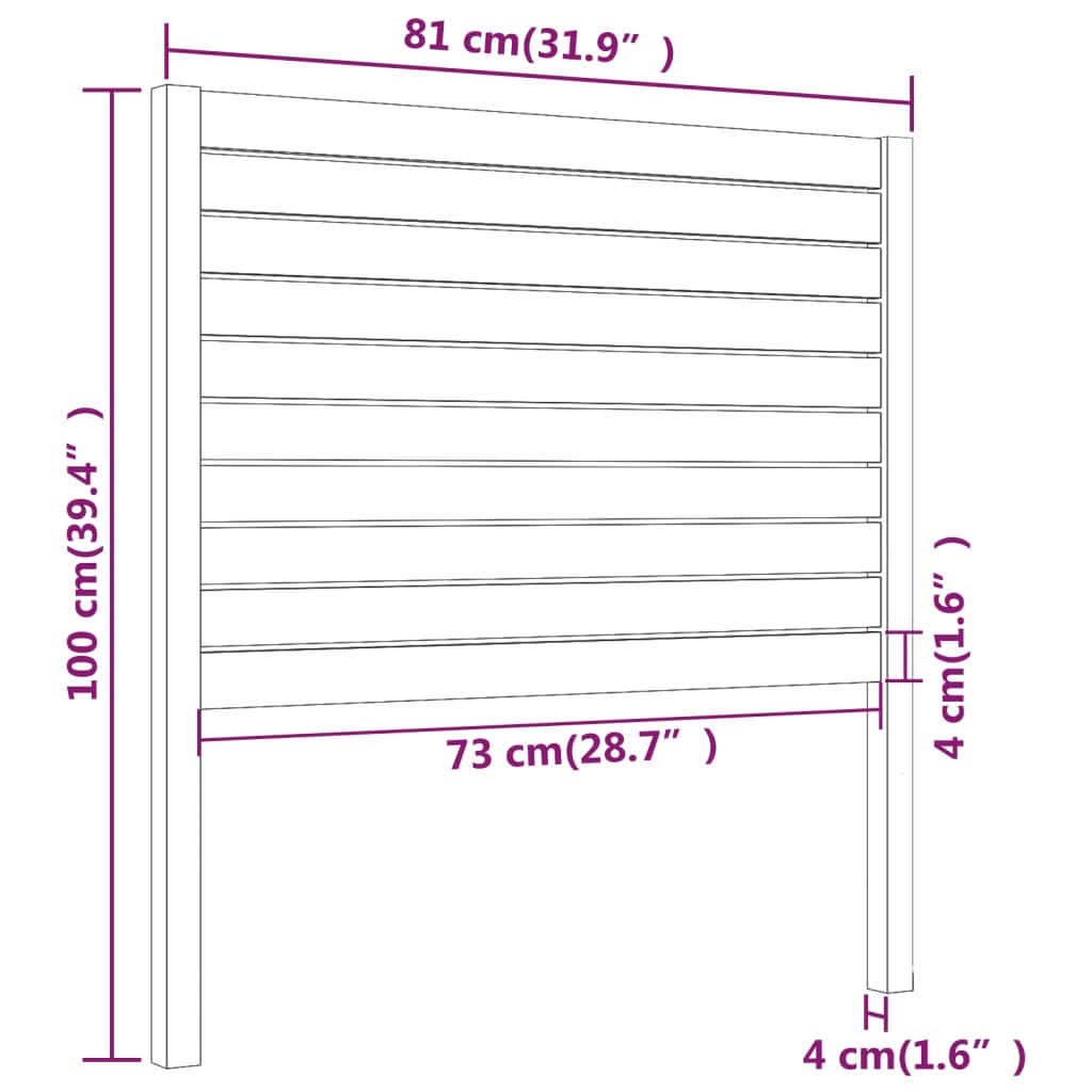 sengegærde 81x4x100 cm massivt fyrretræ