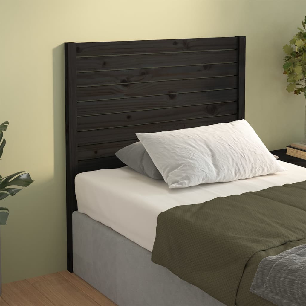 sengegærde 81x4x100 cm massivt fyrretræ sort