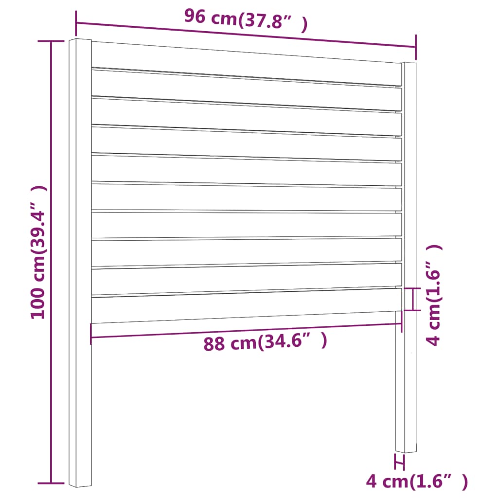 sengegærde 96x4x100 cm massivt fyrretræ hvid