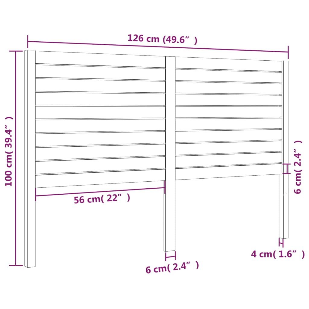 sengegærde 126x4x100 cm massivt fyrretræ sort