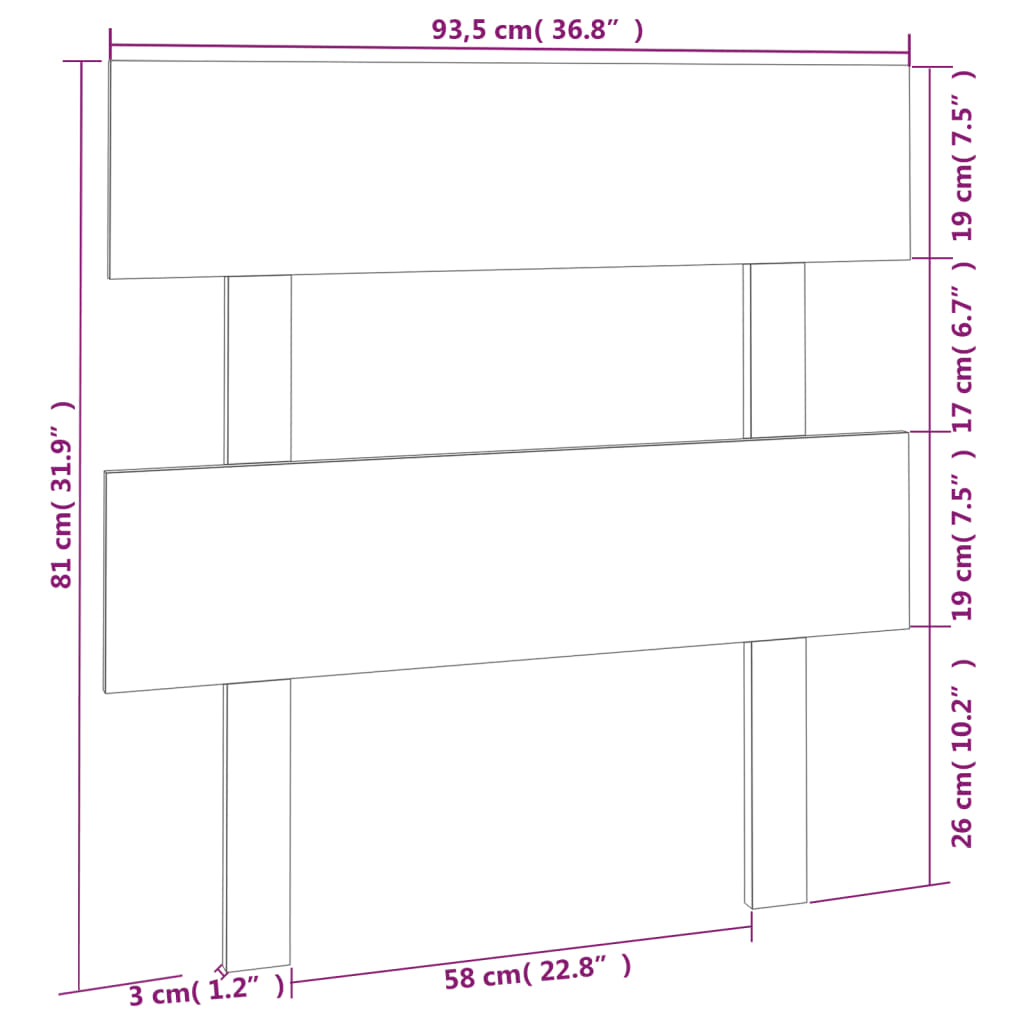 sengegærde 93,5x3x81 cm massivt fyrretræ sort