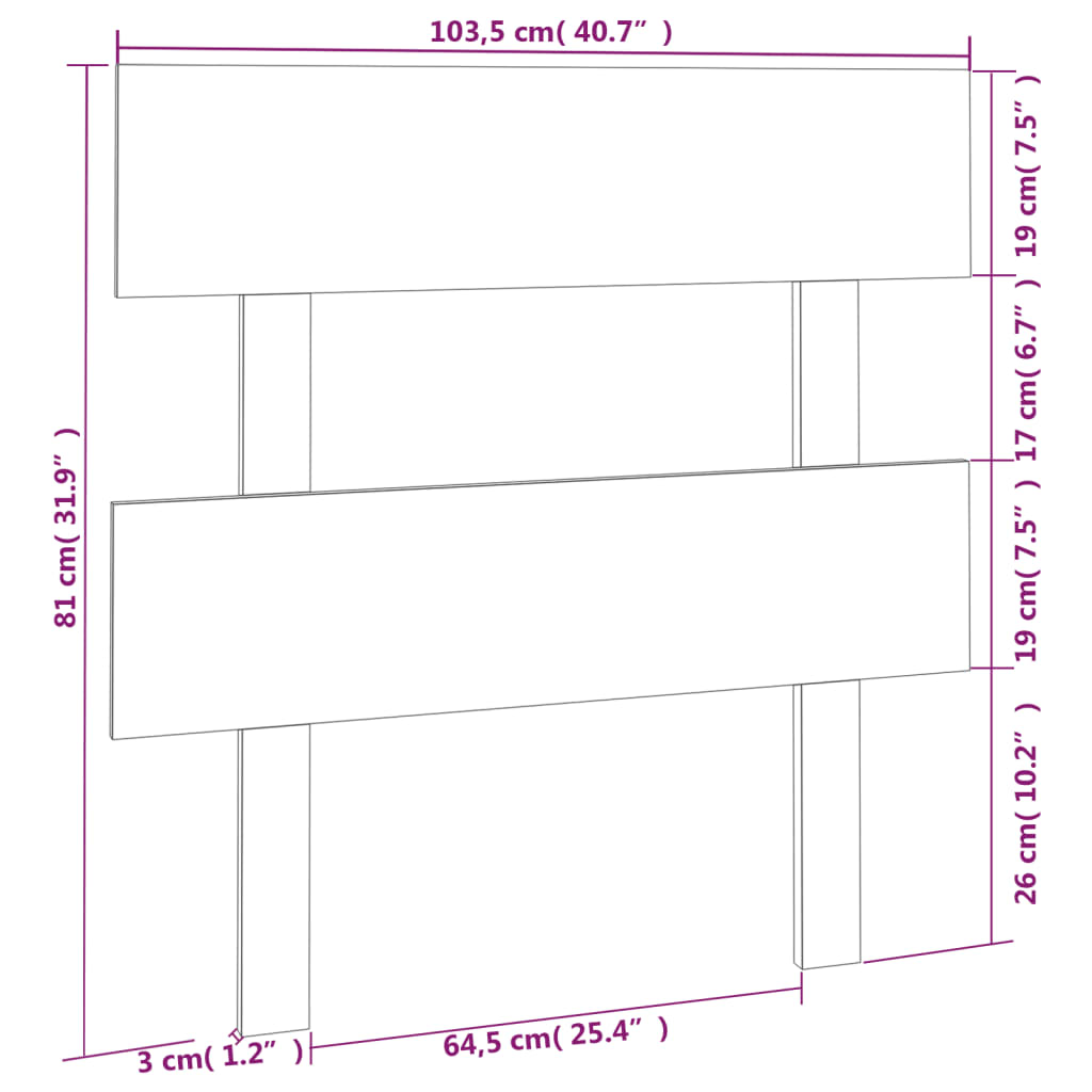 sengegærde 103,5x3x81 cm massivt fyrretræ sort