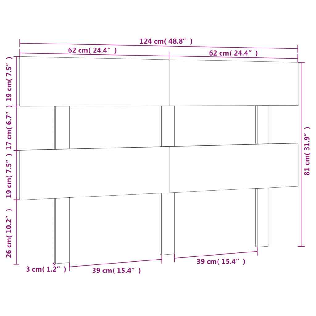 sengegærde 124x3x81 cm massivt fyrretræ grå