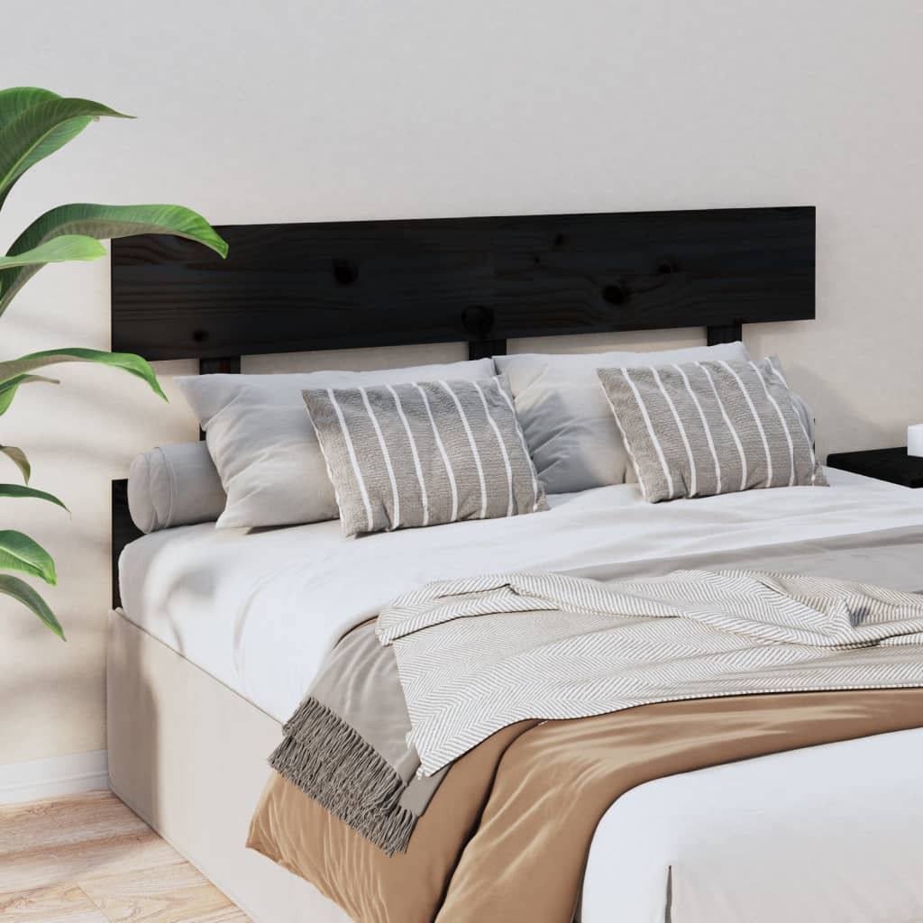 sengegærde 124x3x81 cm massivt fyrretræ sort