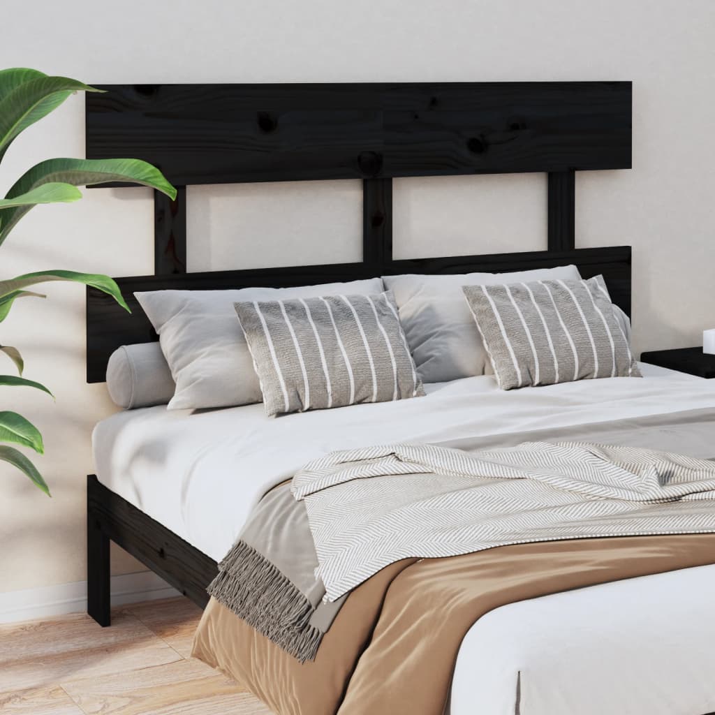 sengegærde 124x3x81 cm massivt fyrretræ sort