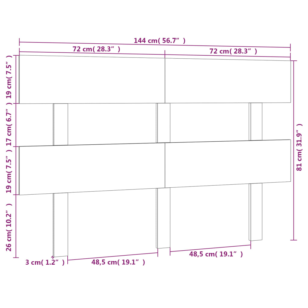 sengegærde 144x3x81 cm massivt fyrretræ