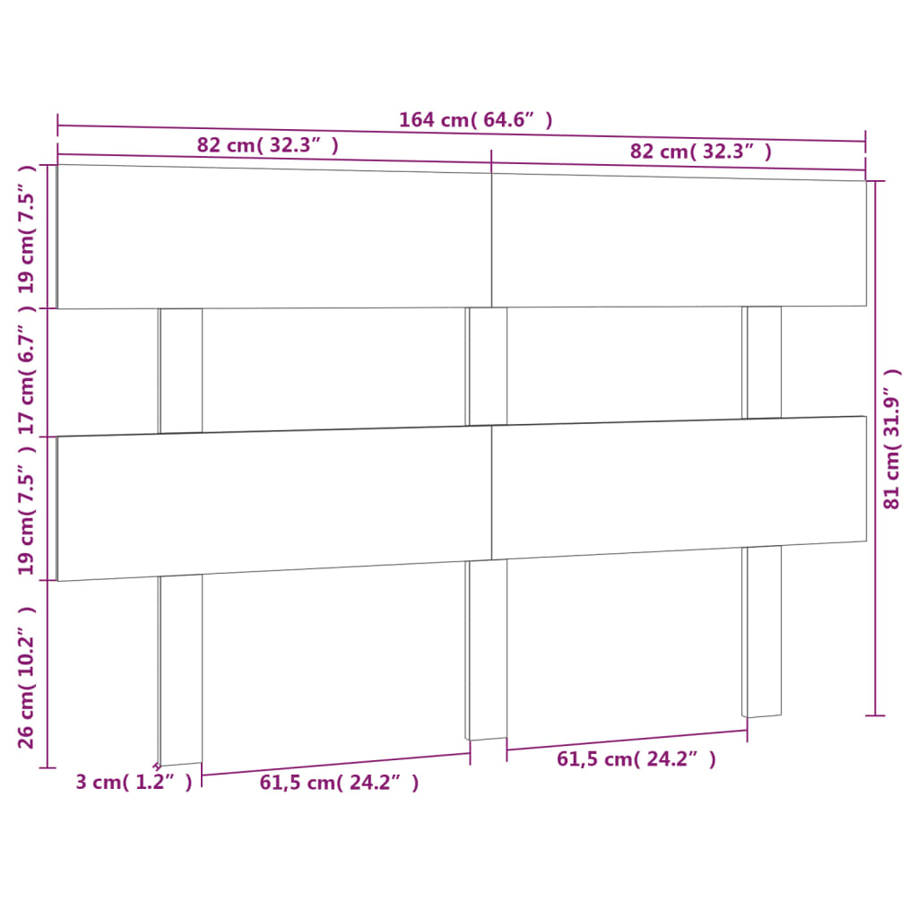 sengegærde 164x3x81 cm massivt fyrretræ