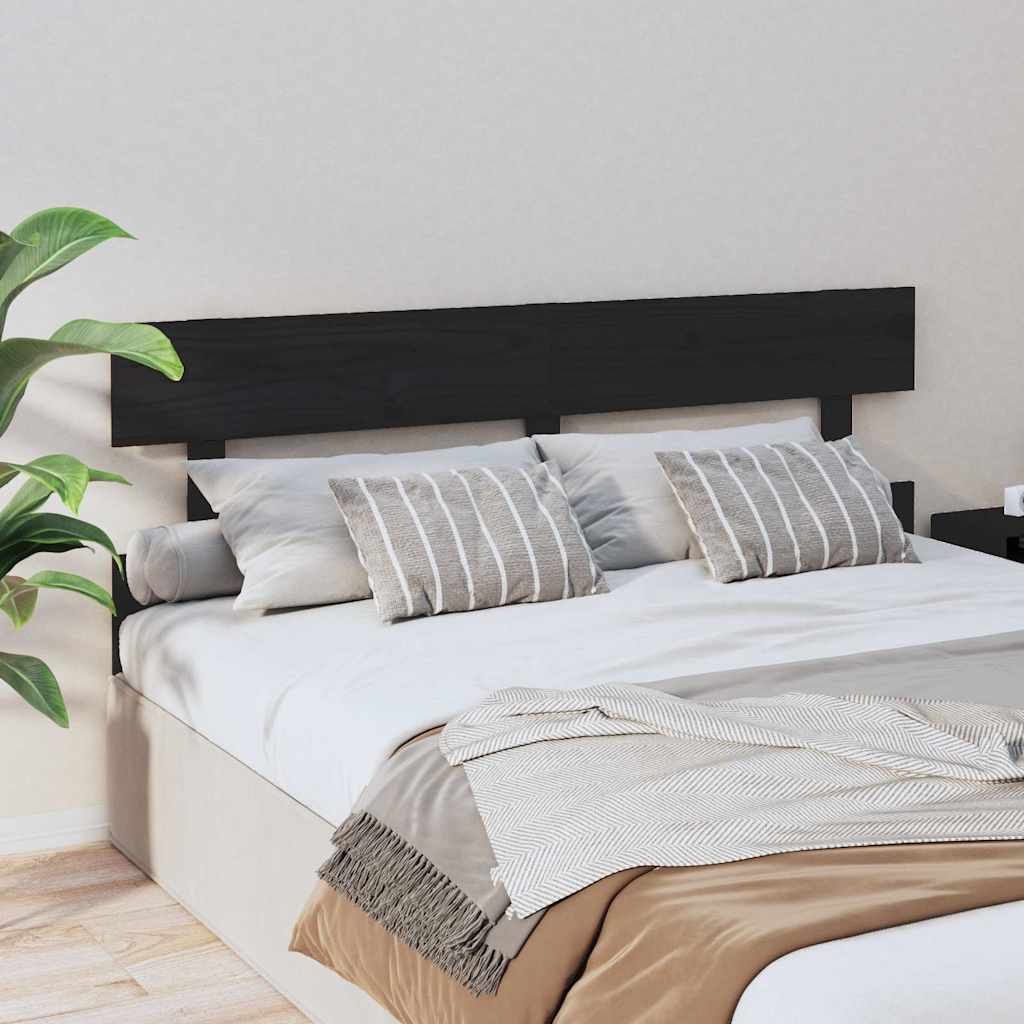 sengegærde 164x3x81 cm massivt fyrretræ sort