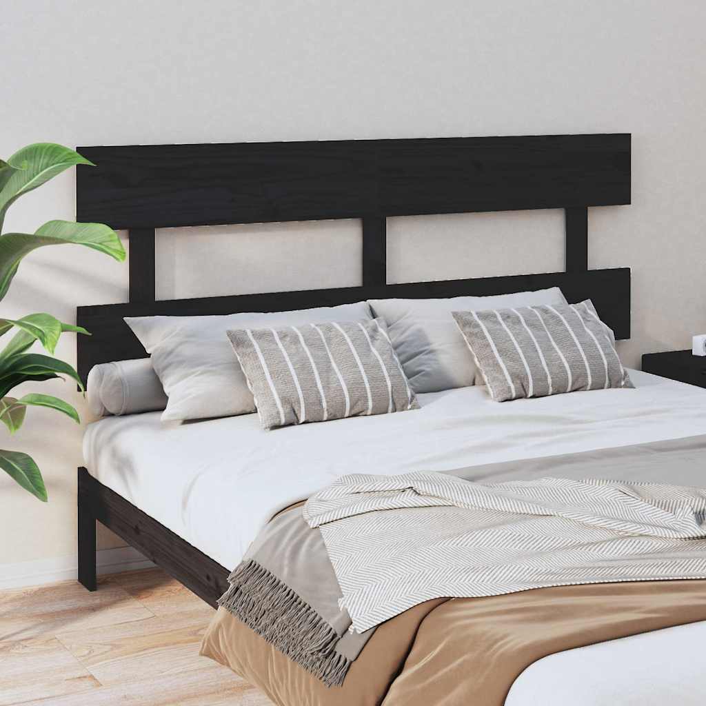 sengegærde 164x3x81 cm massivt fyrretræ sort
