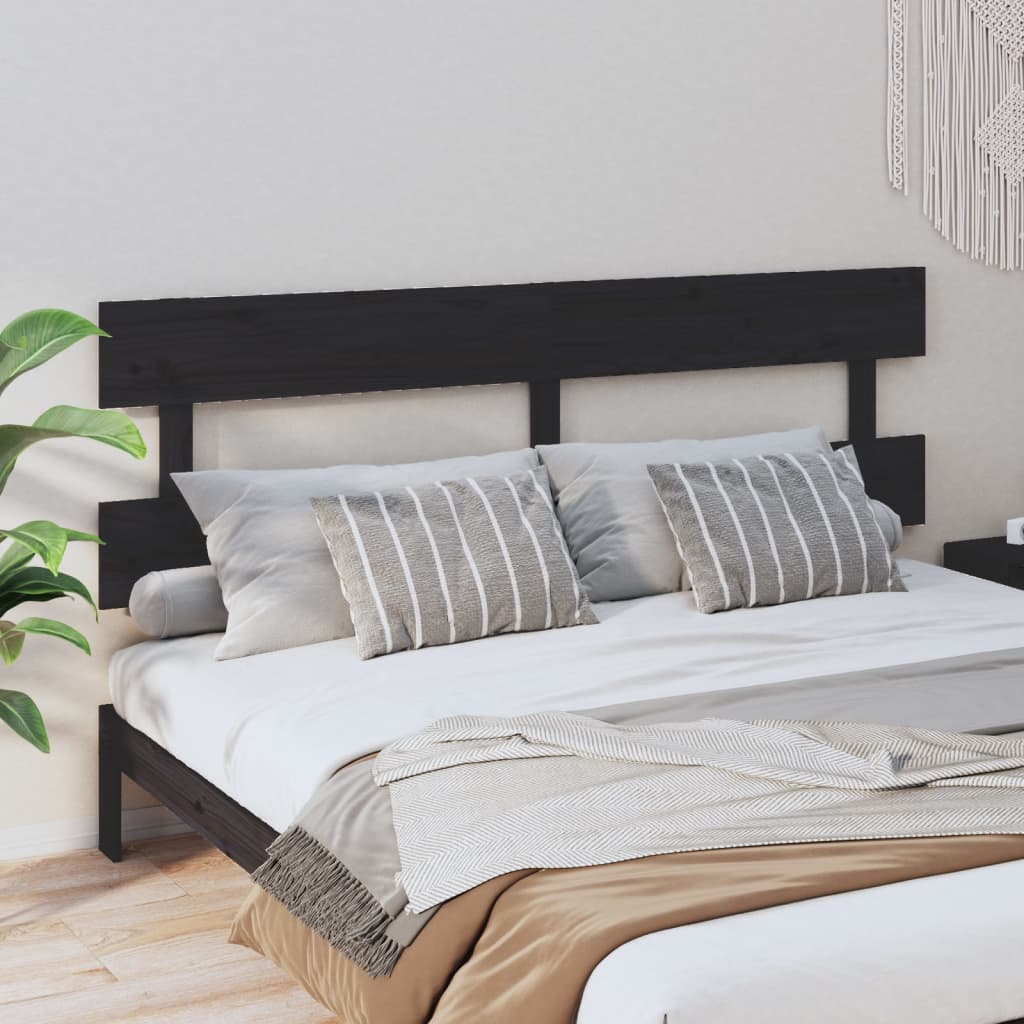 sengegærde 184x3x81 cm massivt fyrretræ sort