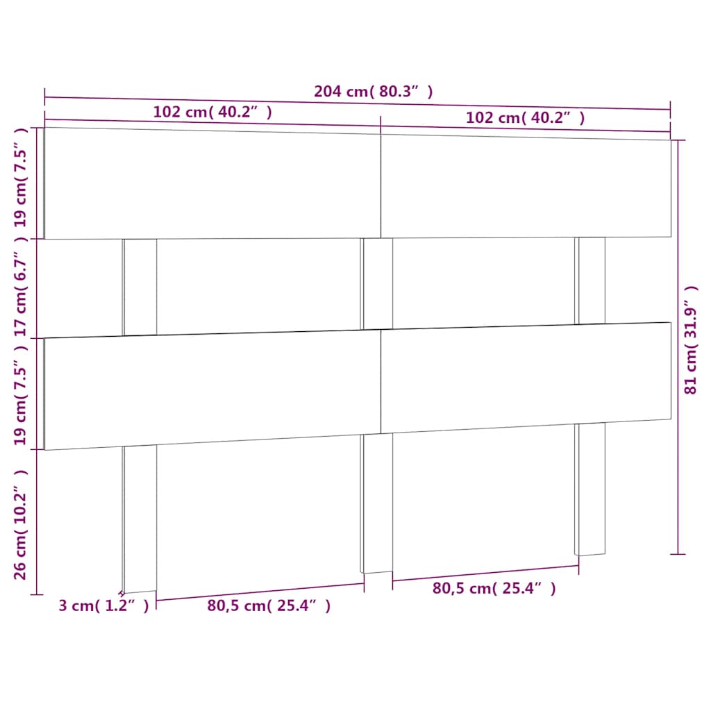 sengegærde 204x3x81 cm massivt fyrretræ hvid