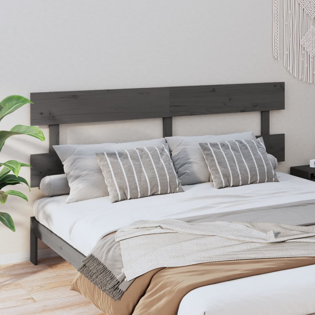 sengegærde 204x3x81 cm massivt fyrretræ grå