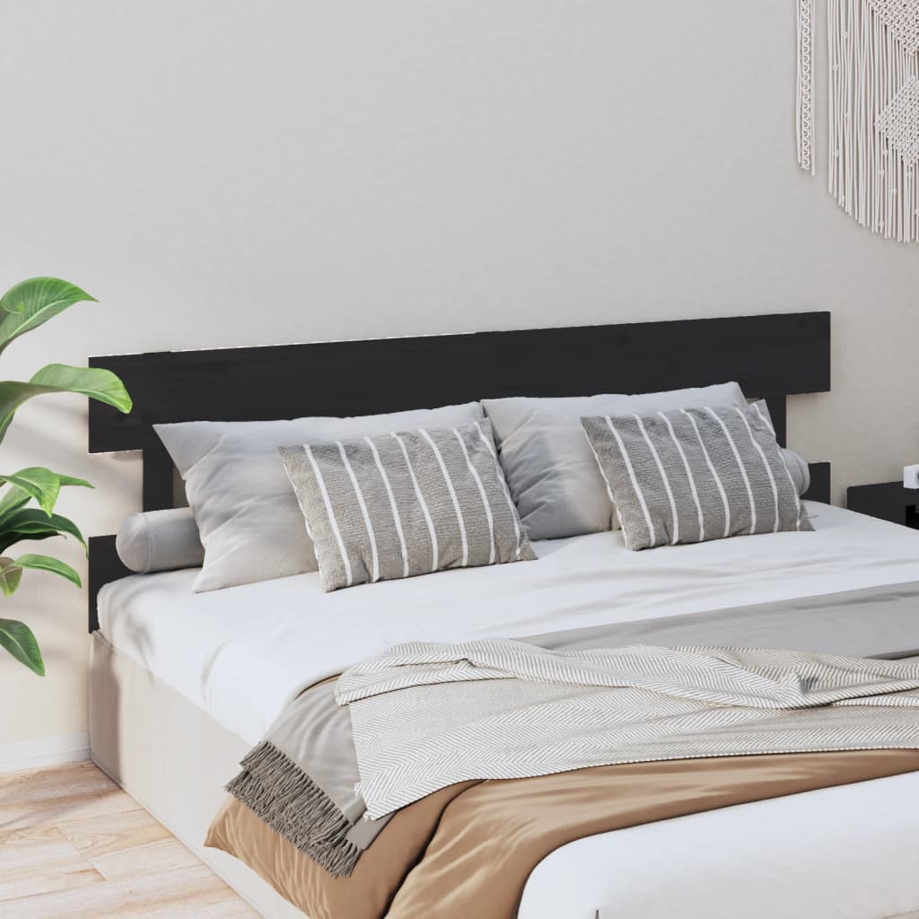 sengegærde 204x3x81 cm massivt fyrretræ sort