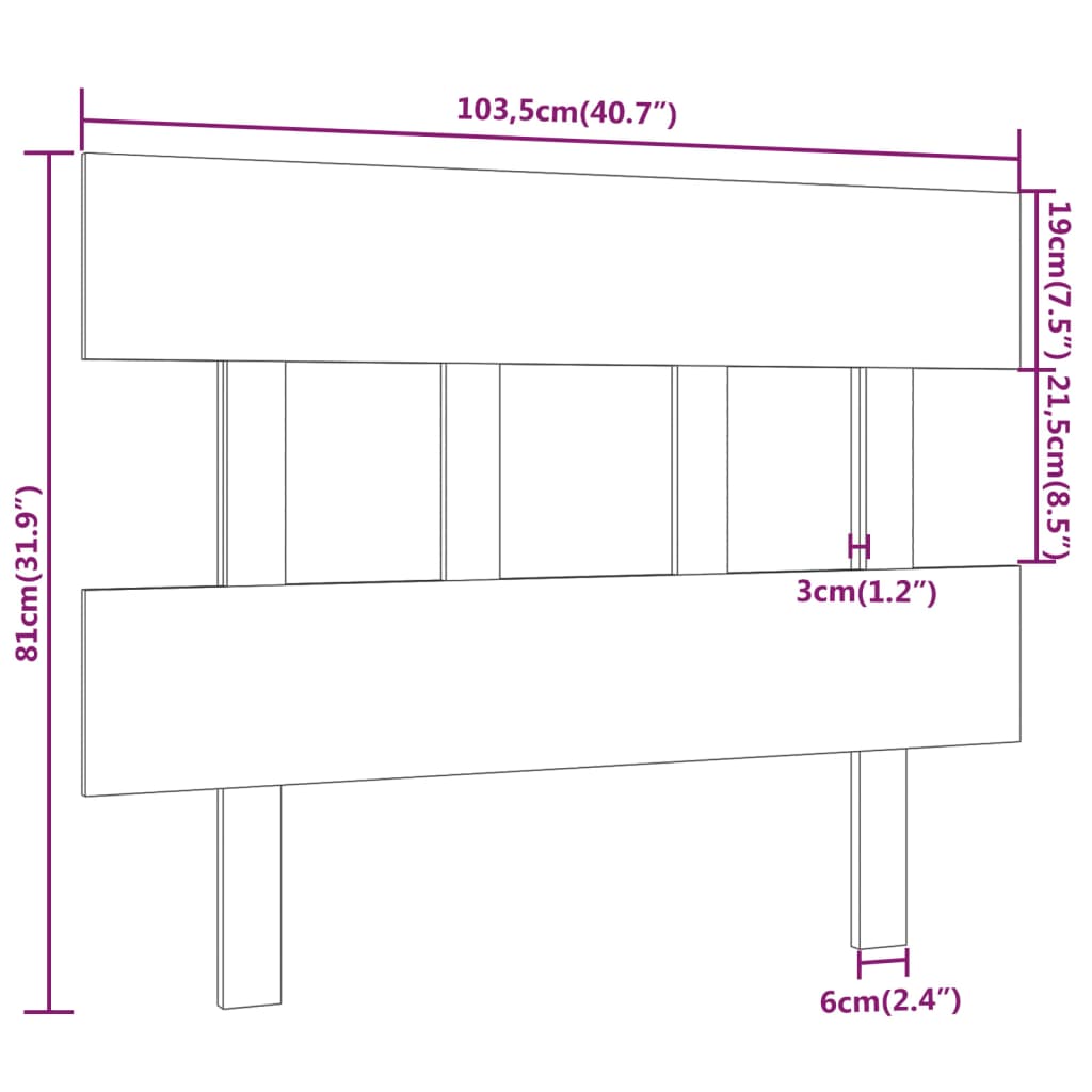sengegærde 103,5x3x81 cm massivt fyrretræ sort