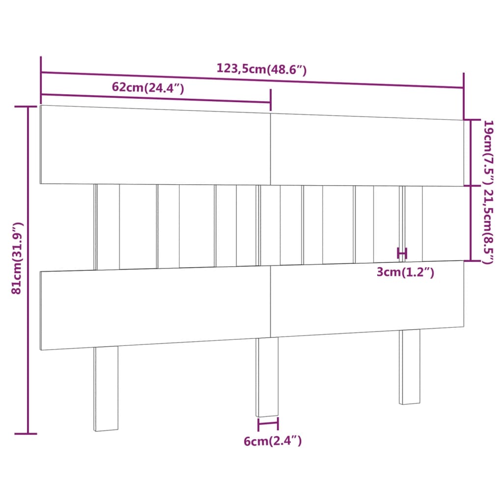 sengegærde 123,5x3x81 cm massivt fyrretræ sort