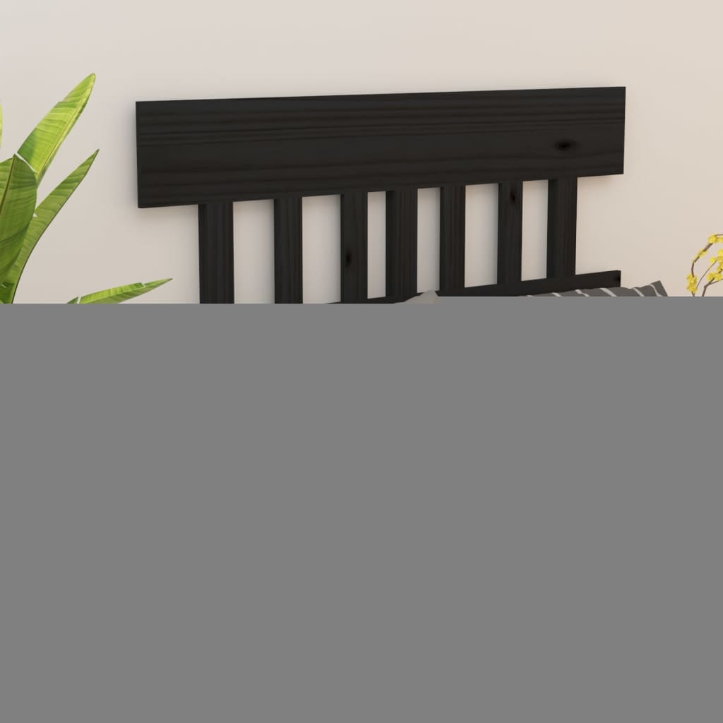 sengegærde 123,5x3x81 cm massivt fyrretræ sort
