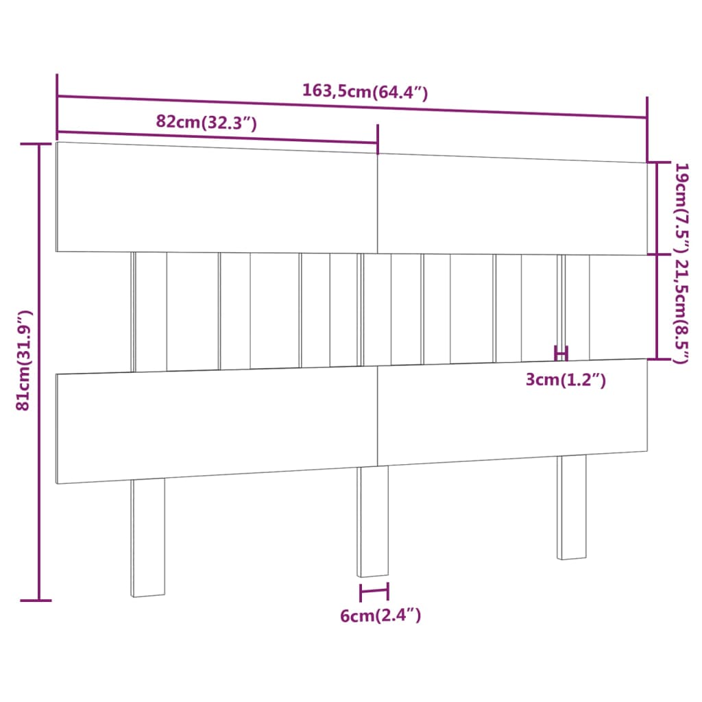 sengegærde 163,5x3x81 cm massivt fyrretræ sort