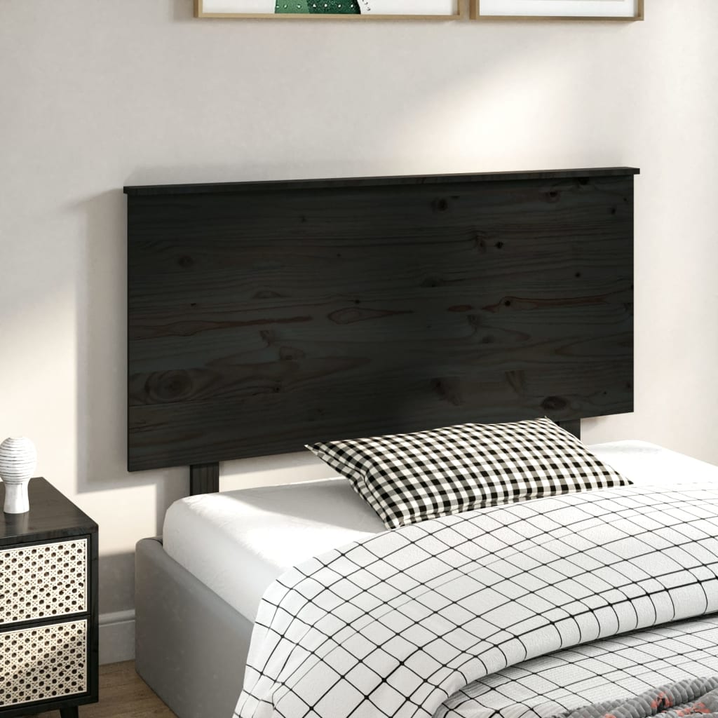 sengegærde 124x6x82,5 cm massivt fyrretræ sort