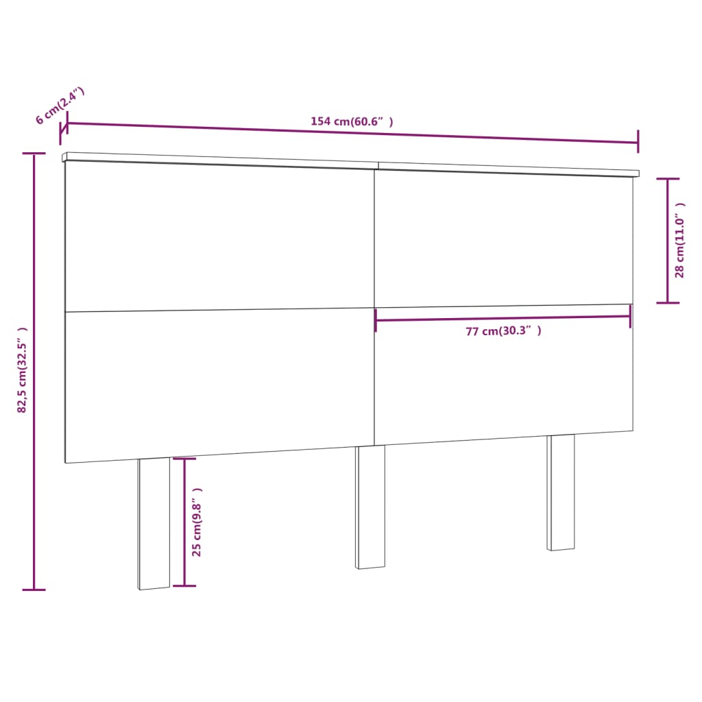 sengegærde 154x6x82,5 cm massivt fyrretræ