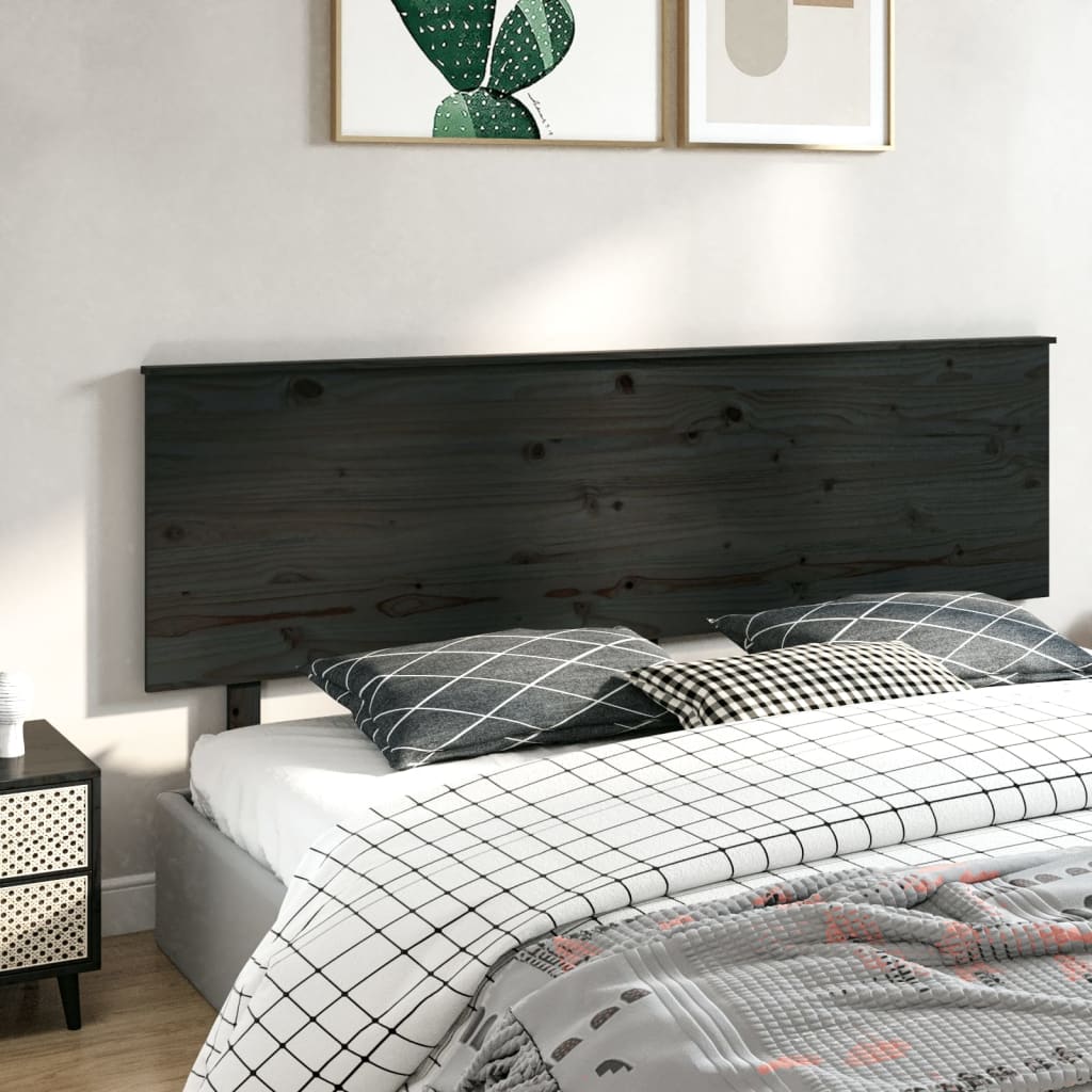 sengegærde 204x6x82,5 cm massivt fyrretræ sort