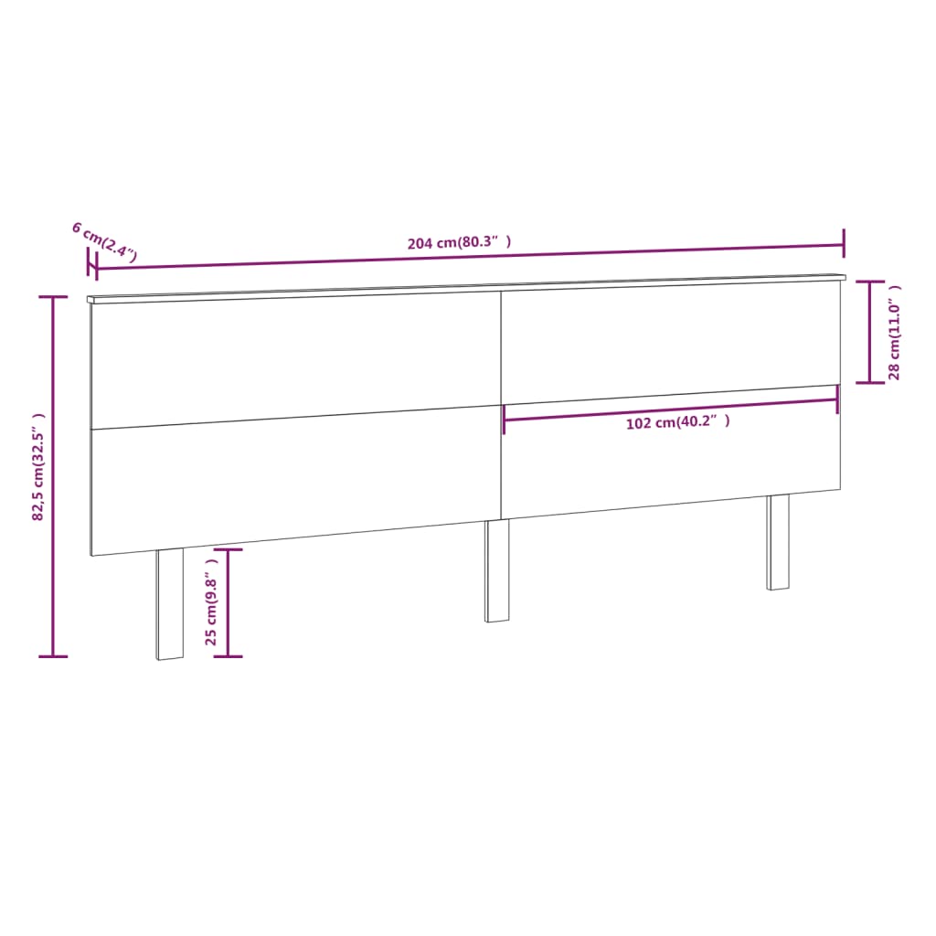 sengegærde 204x6x82,5 cm massivt fyrretræ sort