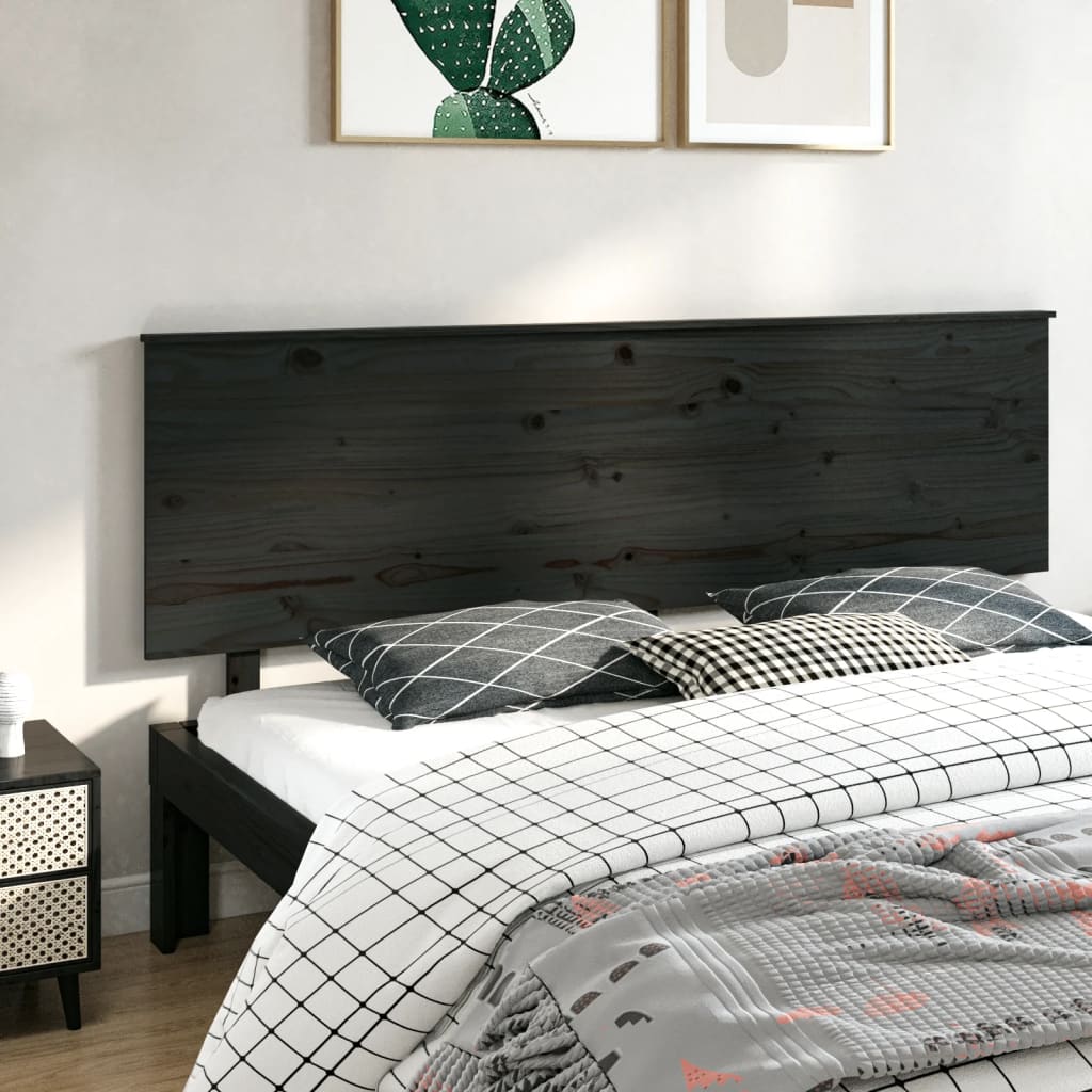 sengegærde 204x6x82,5 cm massivt fyrretræ sort